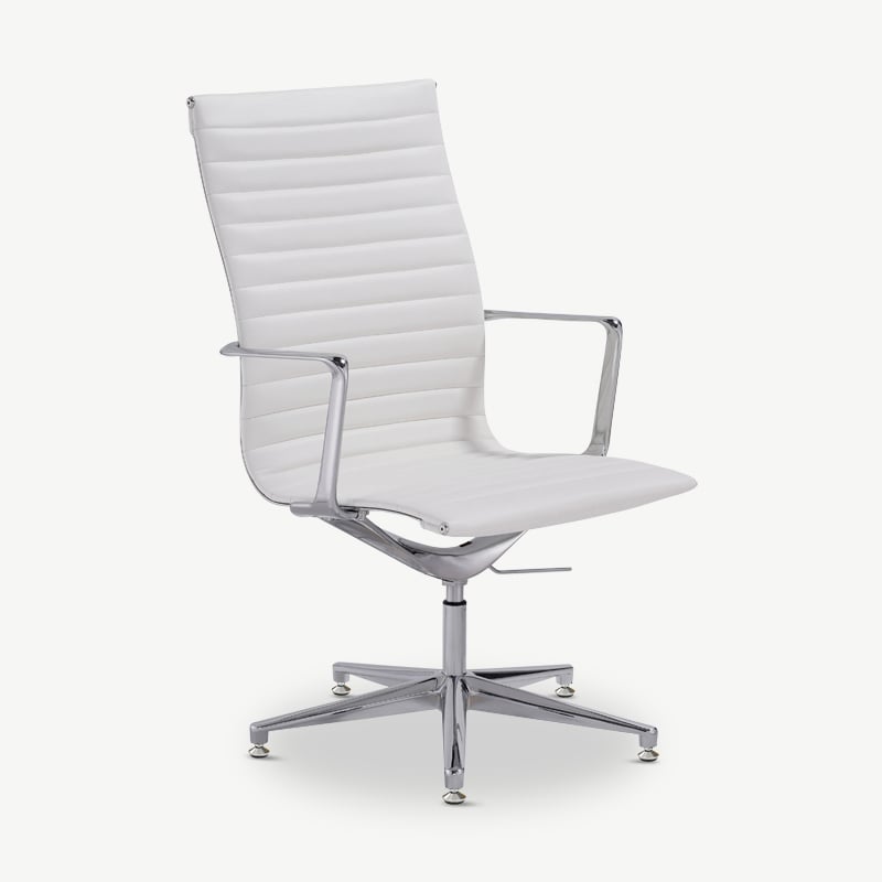 Capri Conference Chair white leather angled view
