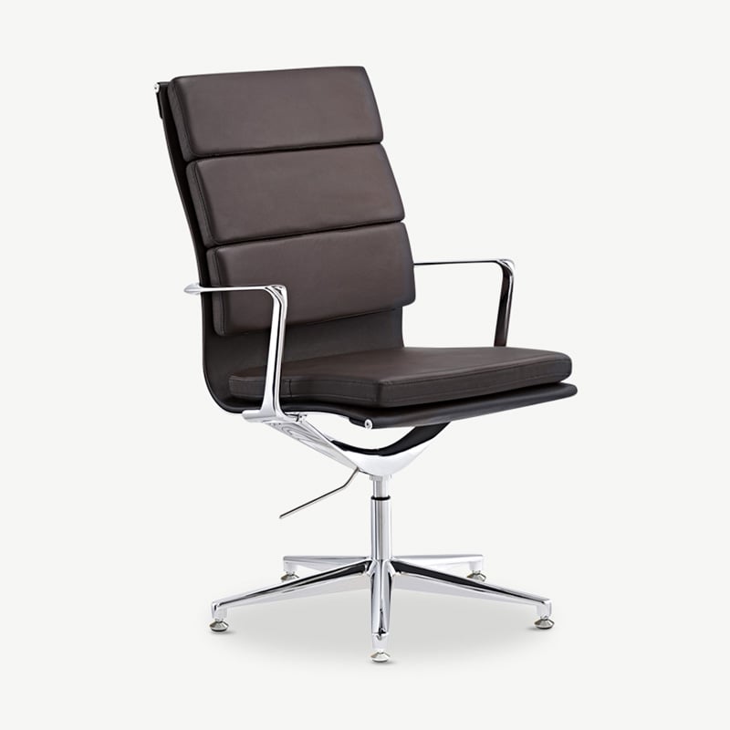 Riva Conference Chair dark brown leather angled view
